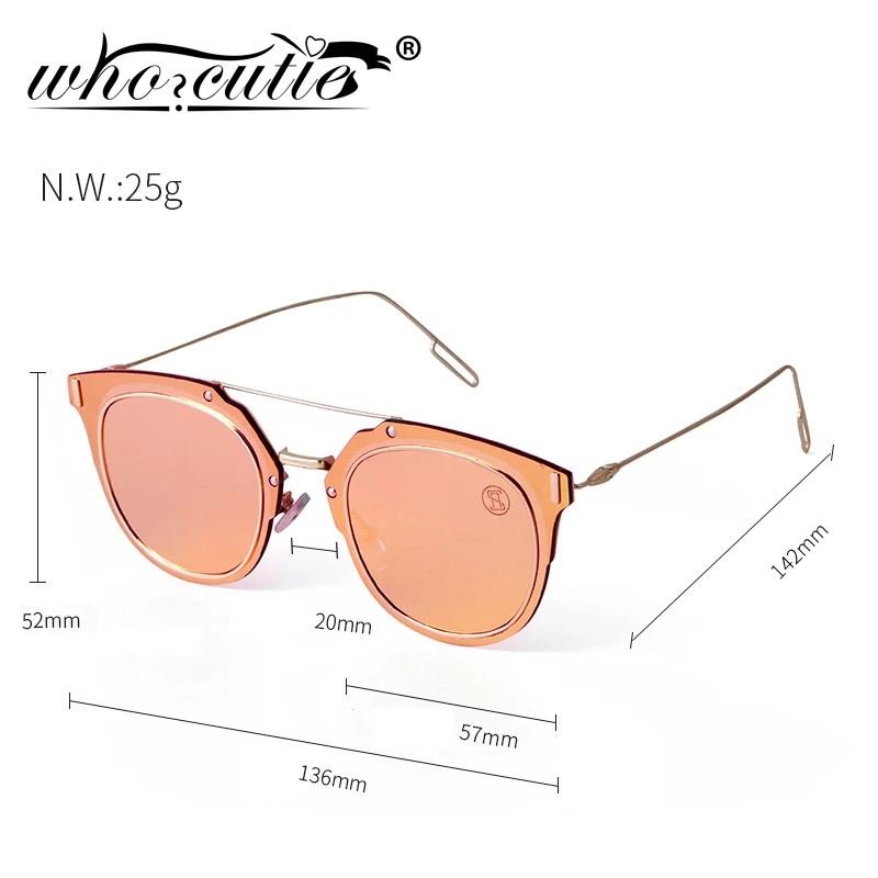 WHO CUTIE зеркальные фиолетовые круглые солнцезащитные очки для мужчин и женщин