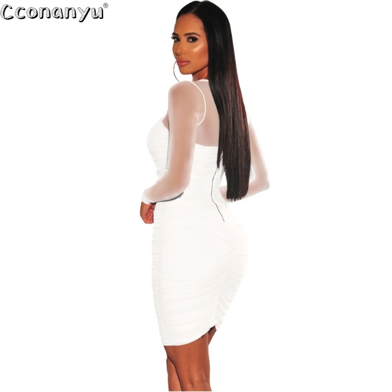 2019 осеннее модное Сетчатое трикотажное платье уличная Женская милая однотонная