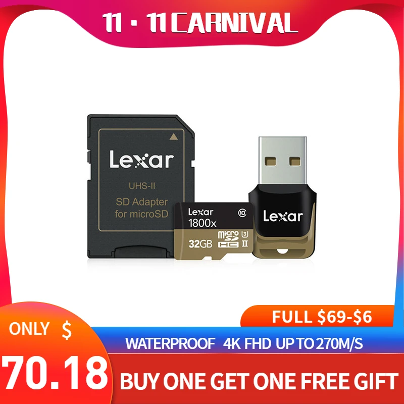 Leaxr 1800X Micro Sd карта 32 ГБ, 64 ГБ и 128g с адаптером и Usb 3,0 Card Reader Carte компактный flash Samrtphone Drone профессии Камера