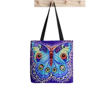 2021 shopper just a butterfly tote printed tote bag women harajuku shopper handbag girl shoulder shopping bag lady canvas bag
