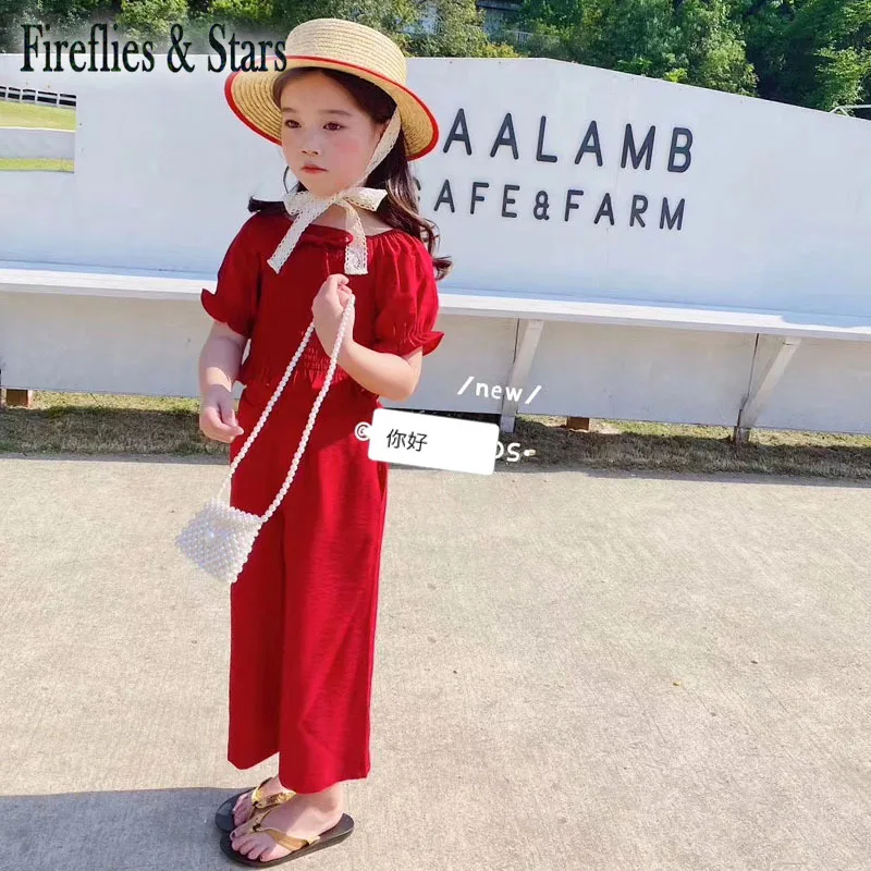 Летний комплект из 2 предметов для девочек блузка малышей + широкие штаны Детский