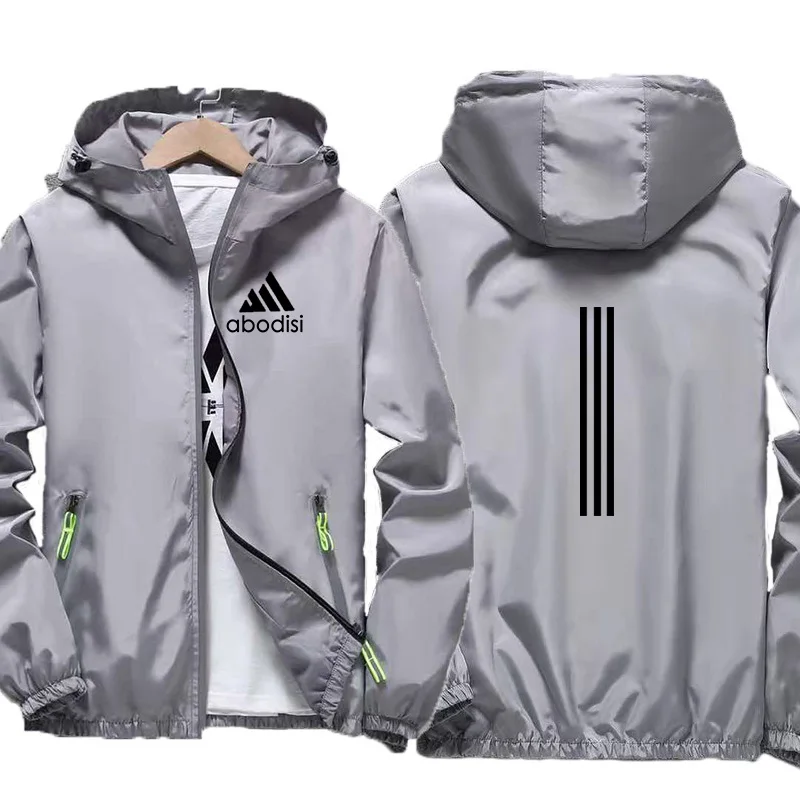

High quality spring and summer new luminous coat men's street brand windbreaker Hoodie zipper thin coat men's casual coat large
