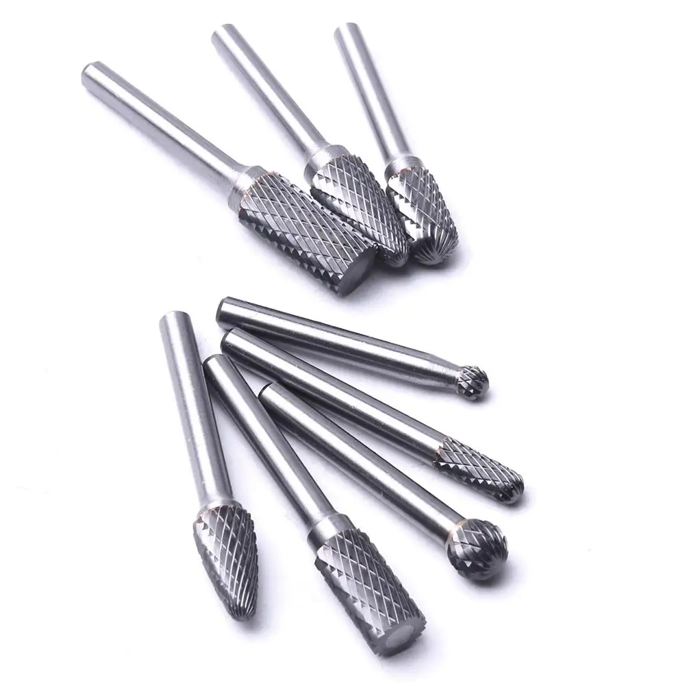 8 шт. 6 мм хвостовик двойной резки вольфрамовый Карбид набор роторных заусенцев