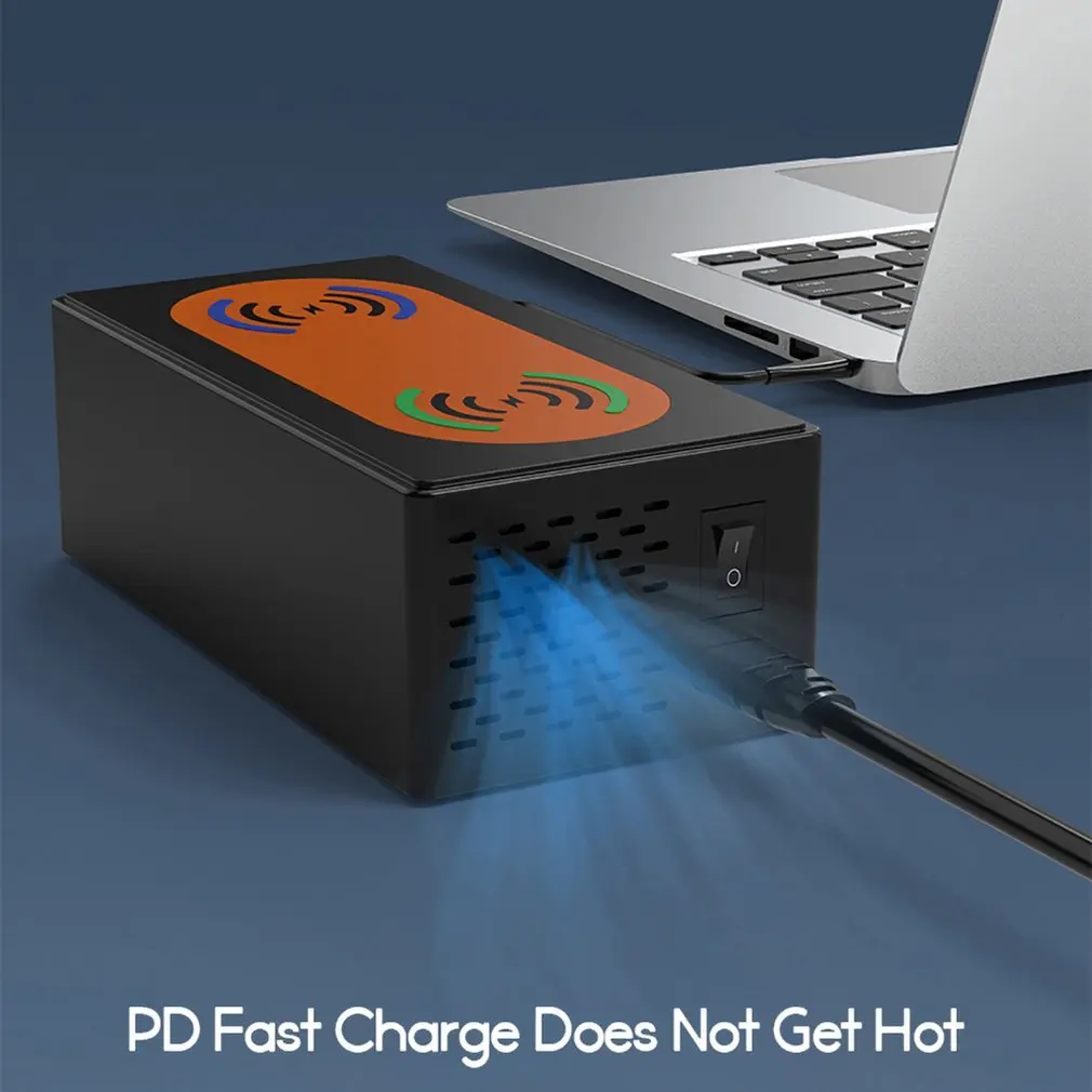 

Новинка, двухместное Зарядное устройство USB с несколькими портами, быстрое зарядное устройство QC3.0, беспроводное зарядное устройство PD 65 Вт,...