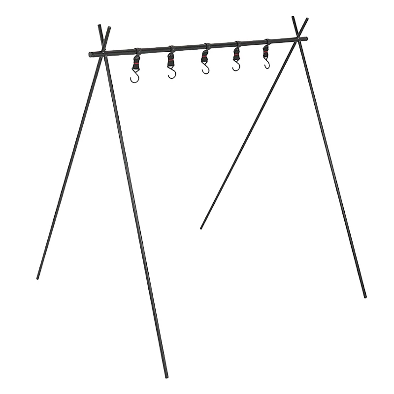 

Outdoor Cookware Hanging Rack Triangular Pot Pan Camping Tools Hanging Bearing Weight Campsite Storage Rack with Hooks