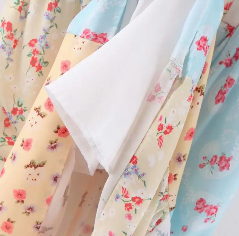 2020 весеннее женское платье контрастного цвета с цветочным принтом длинным