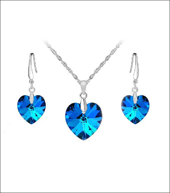 Набор Jewely 18 дюймов синие Австрийские кристаллы чистые подлинные искусственные