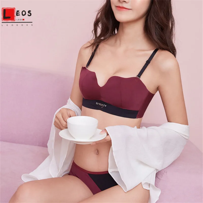 

Women Sexy Underwear Set Wireless Lingerie Suits for Young Girls Push Up Bra Triangle Panties 2pcs Gather Soft Bralette Set