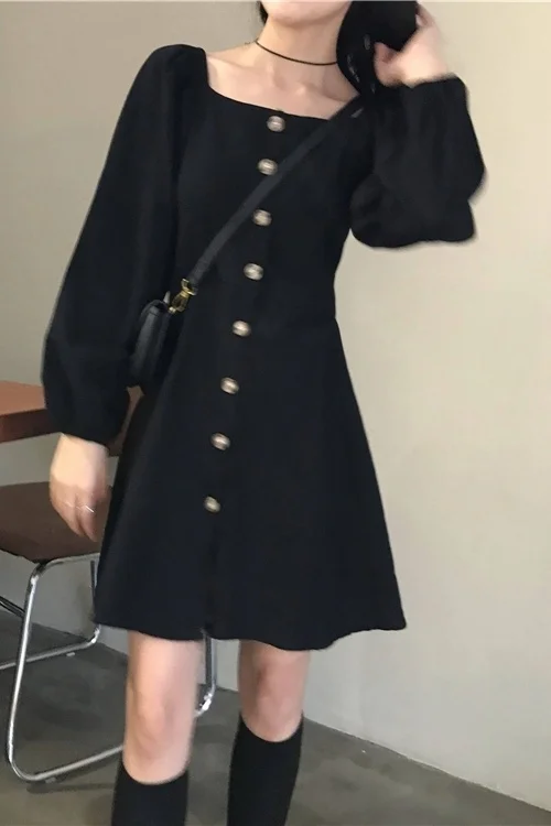 Настоящий чёрный воротник с квадратным воротником на пружине | Женская одежда