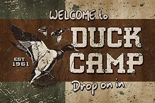 

Welcome to Duck Camp Metal Tin Sign Yard House Home Decor Garage Shop Office Man Cave Decor Poster,8x12 Inches