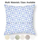 Персиковые и белые клетчатые квадраты с цветами, подушка, чехол, наволочка, наволочка из хлопка и льна, льняные квадраты, шахматные Состязания