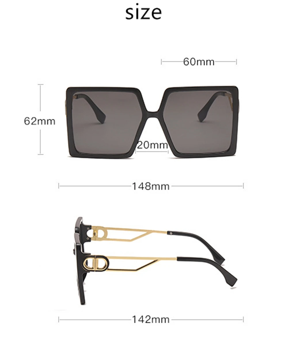 

Fashion Large Frame Sunglasses Women Box UV Protection Sun Glasses