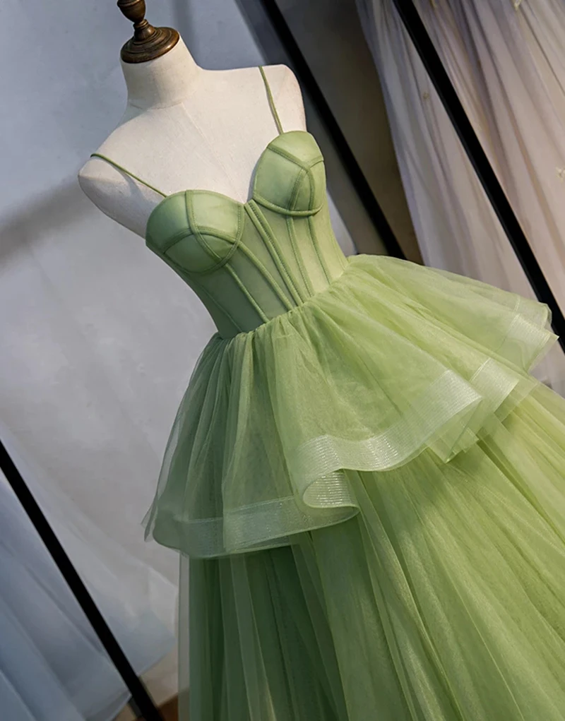 Hunter Elegant Evening Dresses Spaghetti Straps A-Line Tulle Tiered Ruffle Prom Gowns Back Lace-Up Custom Made Formal | Свадьбы и