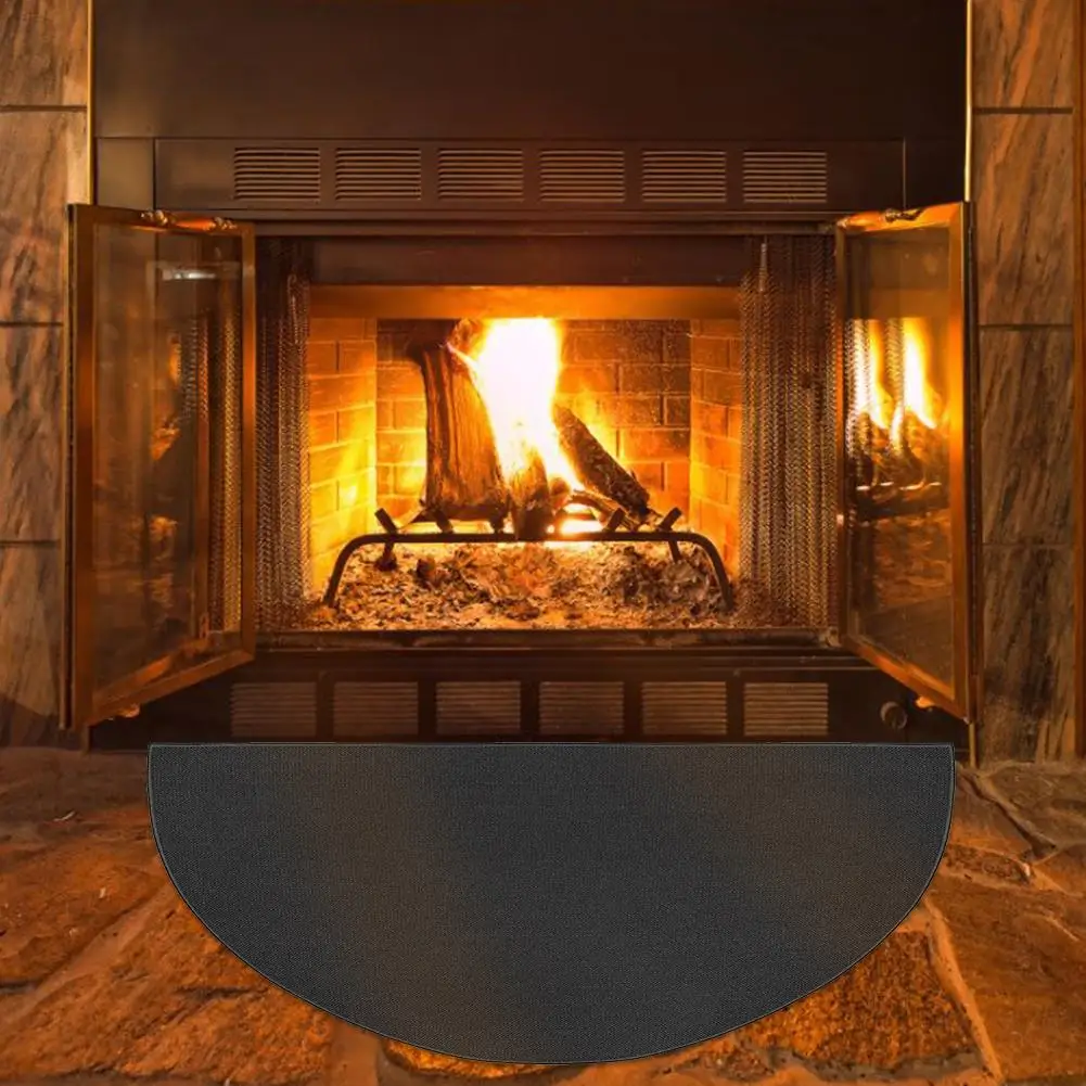 Fire Retardant Half Round Fireplace Carpet Non-slip Mat Safety Cover for Kitchen Fireplace
