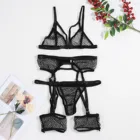 Женский комплект нижнего белья с открытой промежностью, новинка 2021, сексуальное кружевное белье, одежда для сна, беспроводная Пижама, подвязки, экзотические костюмы