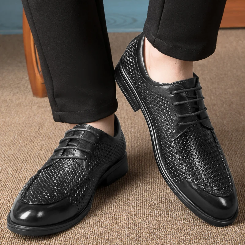 

Full Grain Leather Men Shoes Whole Cut Fashion Casual Pointed Toe Formal Business Oxfords Male Wedding Dress Shoes Men