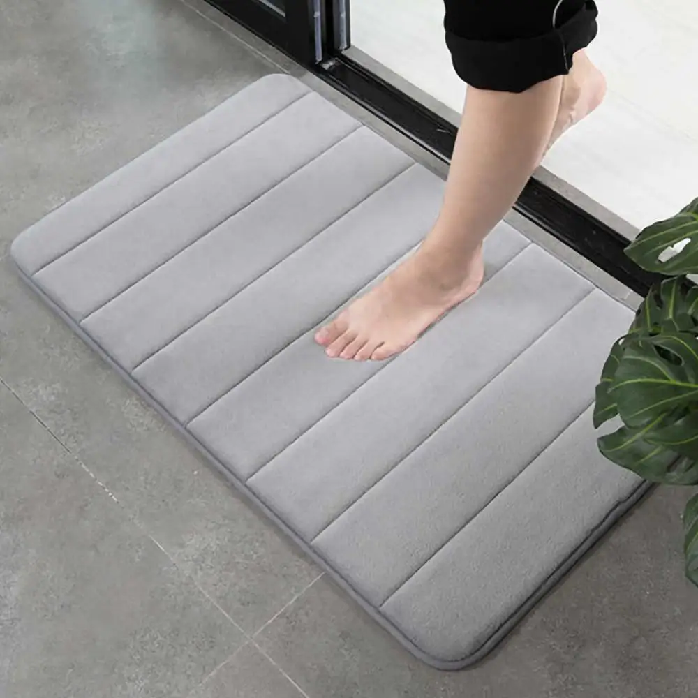 

1Pc 40x60cm Home Bath Non-slip Mat Coral Velvet Memory Cotton Slow Rebound Carpet Floor Mat Bathroom Supplies Floor Decor