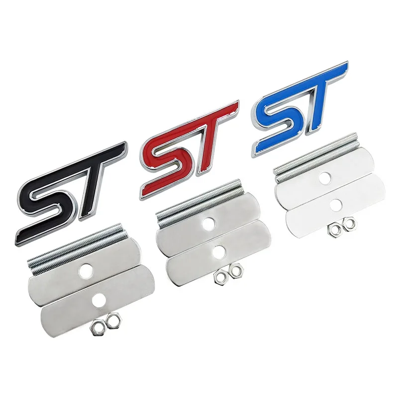 

10 pieces Metal ST Front Grille Sticker Car Head Grill Emblem Badge Chrome Sticker for FORD FIESTA FOCUS MONDEO Auto Car Styling