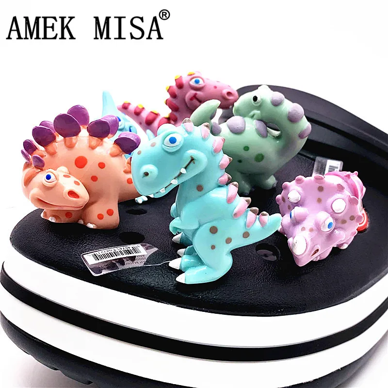 Single Sale 1pcs Dinosaur Shoe Croc Charms Shoe Accessory Tyrannosaurus/Raptor/Stegosaurus/Pterosaur Shoe Original Decorations