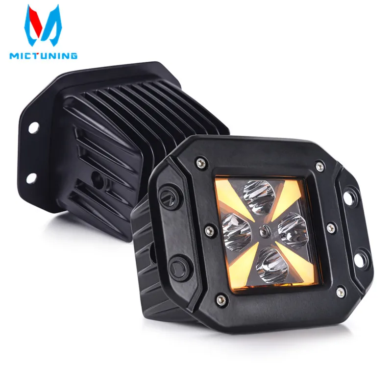 MICTUNING 2 шт. светодиодный светильник накладки с янтарем маркер 12 Вт Подсветка s поворотов туман дневные