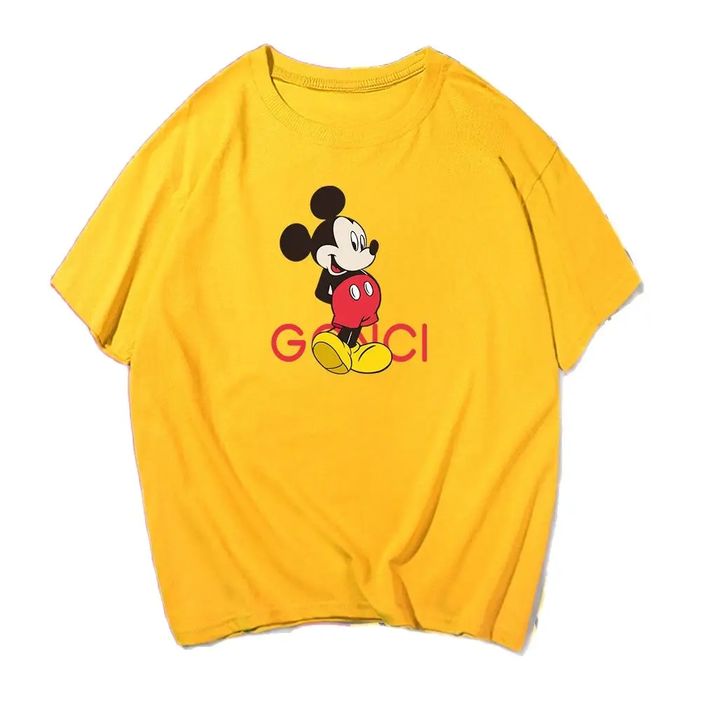 

Disney Mickey Mouse T-shirt Loose Large Size Pure Cotton Harajuku Half Sleeve Cartoon Oversized Men's and Women's Clothing