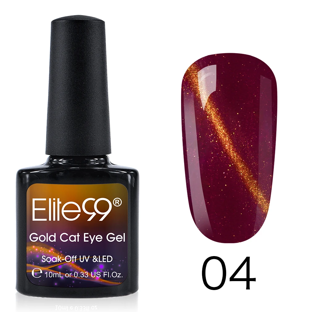 Elite99 10 мл Золотой Гель лак для ногтей с эффектом кошачий глаз винно Красный