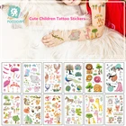 Милые Мультяшные временные тату-наклейки Rocooart для детей, боди-арт, татуировки с енотом, павлином, поддельные тату, Детская развивающая тату