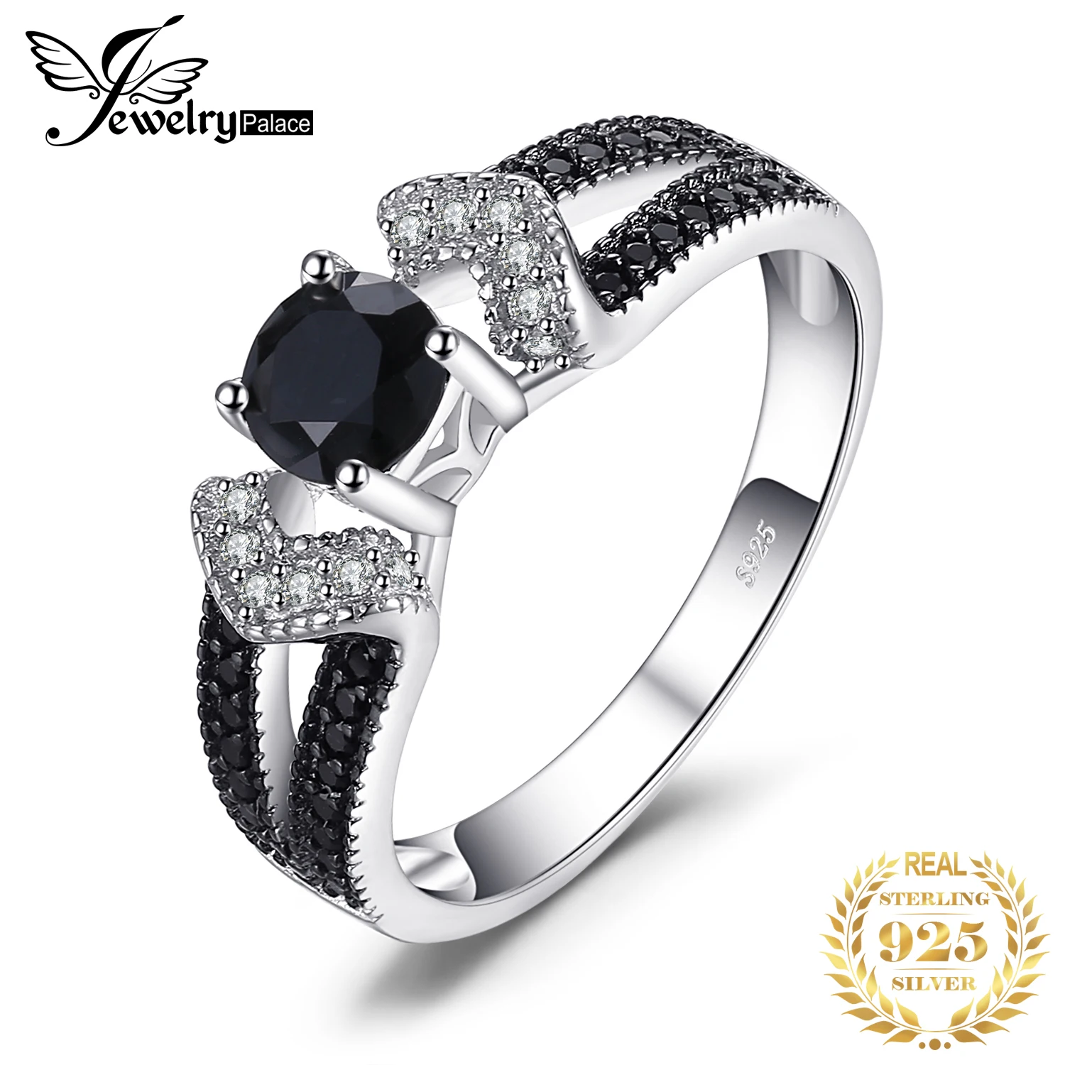 JewelryPalace элегантный 0.8ct натуральный черный Шпинель обручальные кольца для женщин Натуральная 925 пробы серебро себе ювелирные