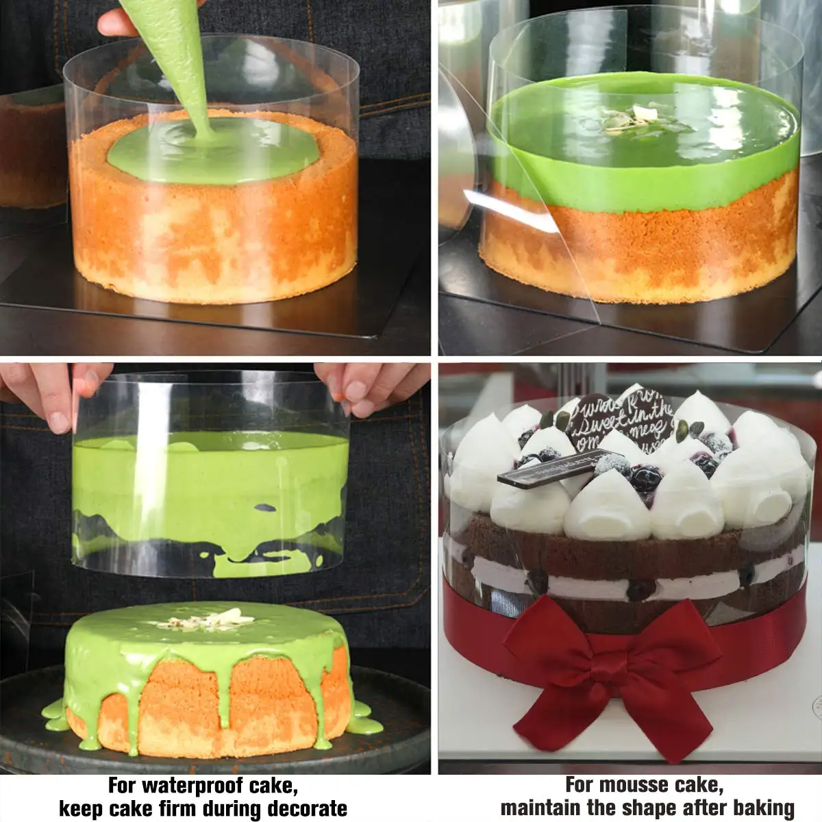 

Cake Collars 12cm x 10m - Clear Acetate Strips, Transparent Acetate Roll, Mousse Cake Collar for Chocolate Mousse Baking, Cake