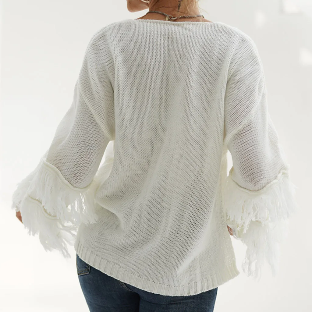 Модные осенне-зимние женские однотонные Свободные повседневные пуловеры с