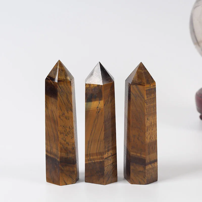 

Натуральный тигровый камень для глаз с кристаллами и минеральным орнаментом, лечебная палочка, домашний декор, украшение для кабинета, энер...