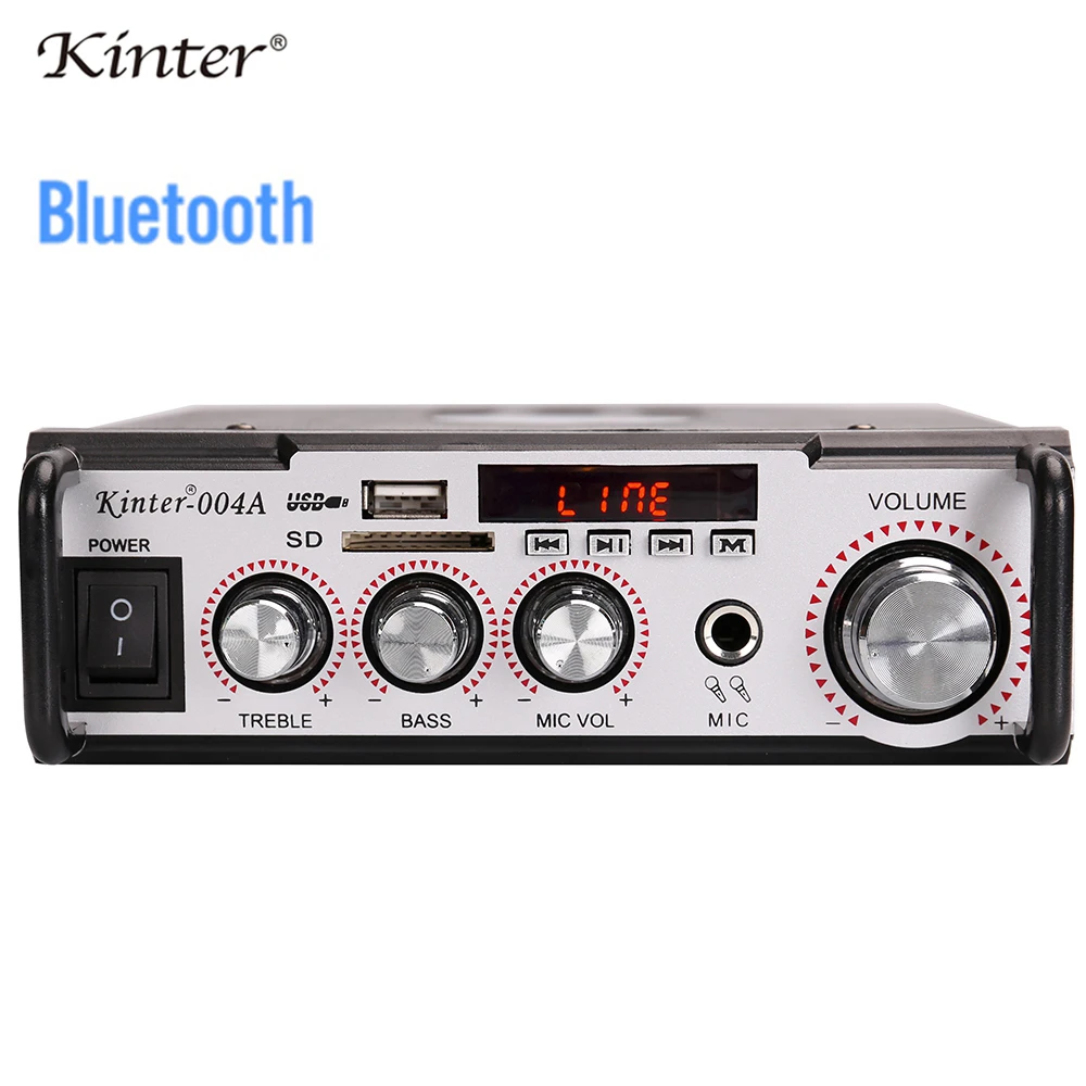 Kinter 004 караоке усилитель аудио 2 канала Hifi стерео звук с Bluetooth USB SD MIC вход FM радио