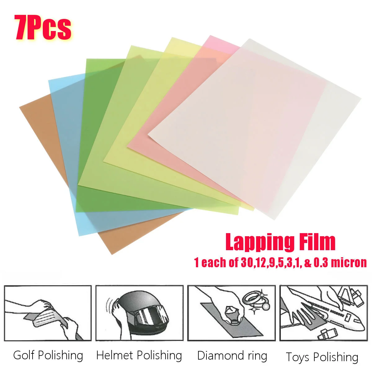 

2020 High Quality 7pcs Fine Polishing Supplies Lapping Film Sheets 1500~12000 Grits For Jewelry
