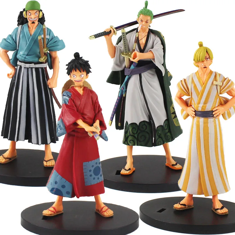 4 стиля Фигурки игрушки Luffy Zoro Sanji Usopp соломенная шляпа Пираты с мечом экшн модель