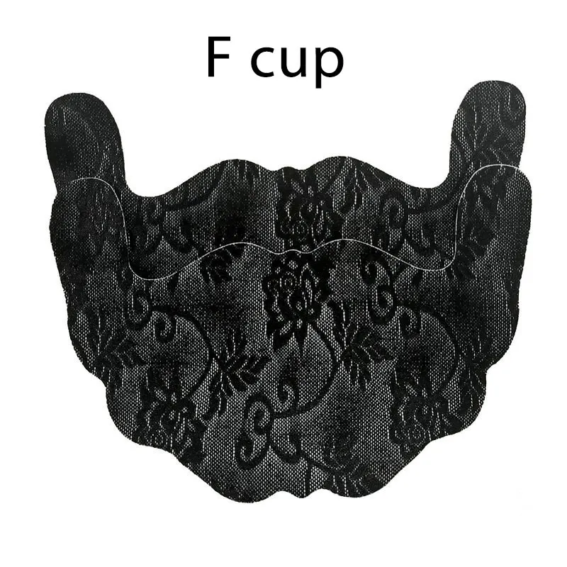 F black 1pair 1 пара, для женщин, u-образная клейкая, одноразовая, для груди, лепестки, приподнимаются, лента, кружево, покрытие для сосков, бюстгальтер, прокладка, невидимая, подушка для груди - Цвет: F black 1pair