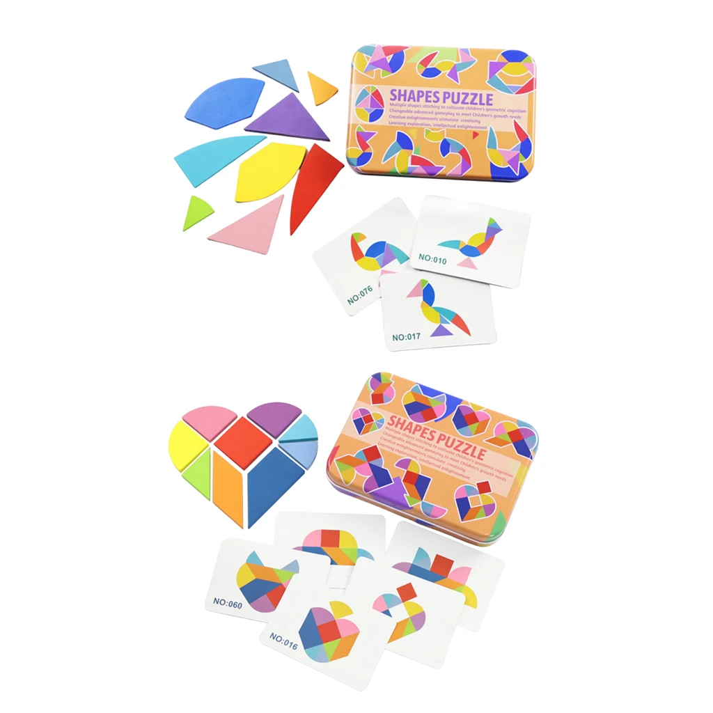 

Wooden Tangram Jigsaw Puzzle Toys with Shape Block & Pattern Cards Children Educational Puzzles Toy DIY Board Game for Boy Girl