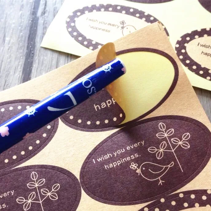 

900PCS/Lot Kawaii Classical Brown Wish series Ellipse Sticker Sealing Paste Baking Biscuit Bag Decorative Seal Sticker