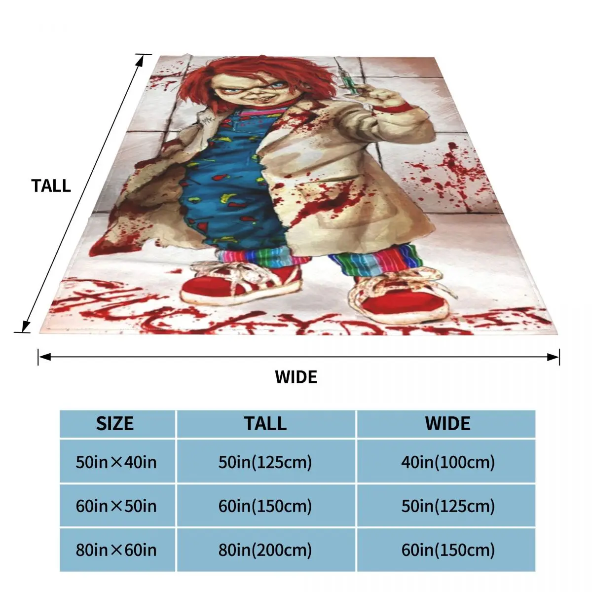Chucky Childs Play Wool Blankets Horror Movie Halloween Vintage Throw for Home 150*125cm Rug Piece | Дом и сад