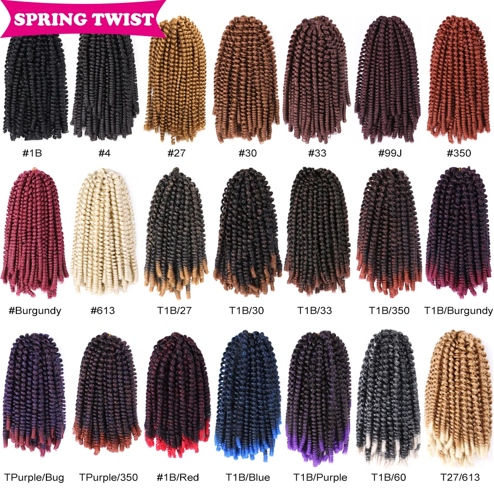 

Волосы Mtmei 8 "Ombre Spring Twist, вязаные крючком косы Passion Twist, синтетические, предварительно закрученные, волосы кроше для наращивания, 30 корней, закр...