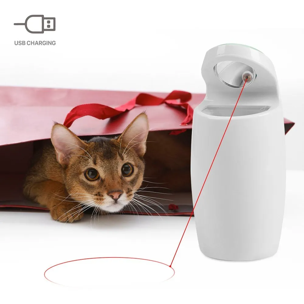 

Cat Toy Cat Tracking Red Light Toy Cat Interactive Toy Auto Rotating Light Chaser Toy for Cats USB Charging