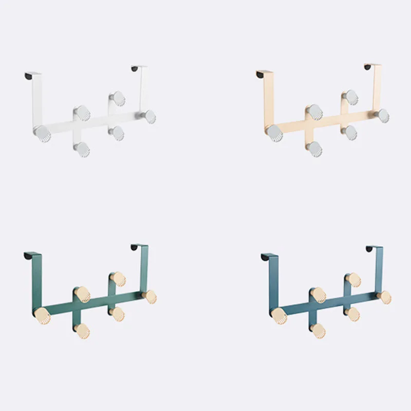 

Over-The-Door Hook Rack Metal 6 Hooks Hanger Storage Holder Hanging Coat Hat Purse Holder Bags Towel Home Organizer