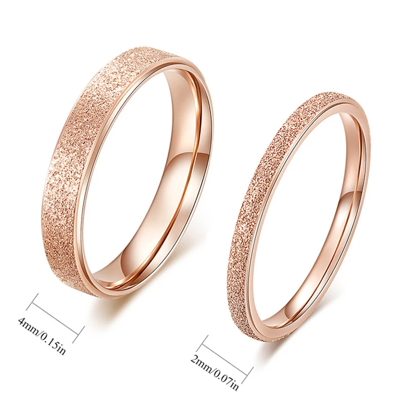 Фото High Quality Fashion Simple Scrub Stainless Steel Women 's Rings 2 /4 mm Width Rose Gold Color Finger Gift For Girl Jewelry Украшения High Quality Fashion Simple Scrub Stainless Steel Women 's Rings 2 /4 mm Width Rose Gold Color Finger Gift For Girl Jewelry Украшения