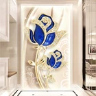 Настенные обои на заказ, 3D стерео украшения, синяя Роза, современный интерьер, украшение для спальни, гостиной, входа, настенная живопись