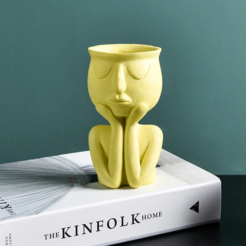 

Resin Abstract Portrait Sculptures Flower Pot Garden Decoration Accessories Plant Pots For Home Desktop Decoration Macetas