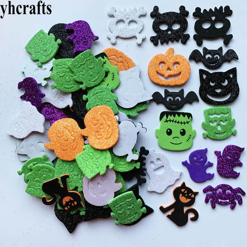 60PCS halloween 1 упаковка/Партия. Красочные наклейки из вспененного материала в виде машины. Украшения детской комнаты, Обучающие Игрушки для раннего развития, игрушки ручной работы для детей - Цвет: 60PCS halloween