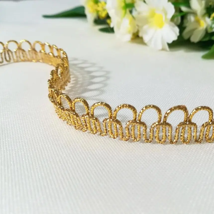 1 м новейшая Золотая кружевная ткань 2 см аппликация Серебряная Лента отделка