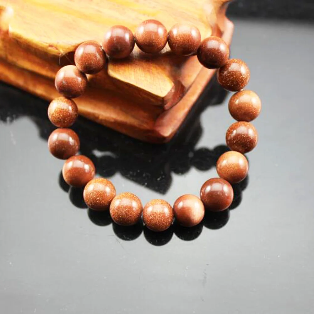 10mm Gold Sand Хороший браслет из бисера чакра для мужчин 10 мм натуральный камень Лава Рок тигровый глаз черный оникс бусины из лечебных камней стрейч Шарм Йога женские ювелирные изделия - Окраска металла: 10mm Gold Sand