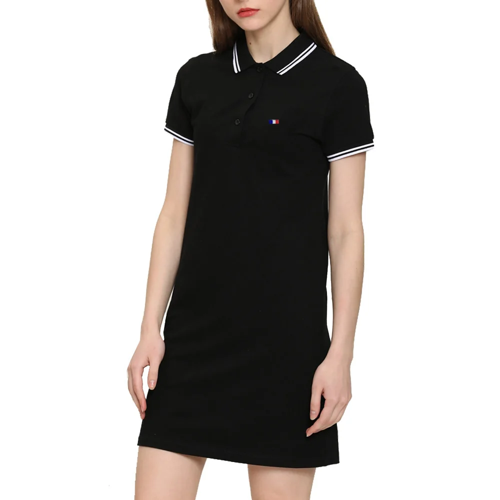 Женское летнее платье-рубашка-поло с коротким рукавом повседневное облегающее