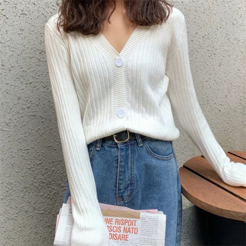 Spring Knitwear Cardigan Women's Tops 2021 New Loose V-neck Sweater Jacket Outer Wear Female Fashion Short Autumn Base Shirt