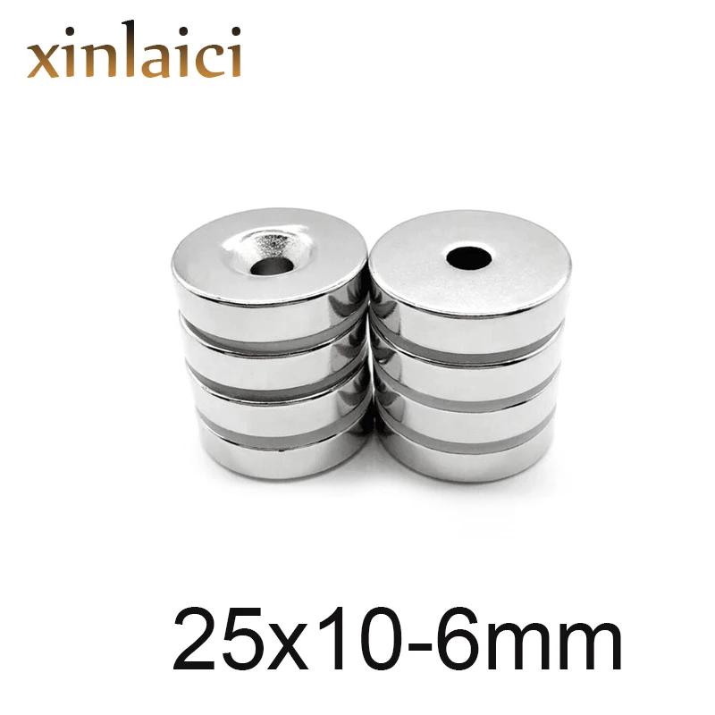 5/10/20 шт. 25x10 6mm дисковый магнит 25x10mmHole 6 мм сильные потайные магниты NdFeB (неодим